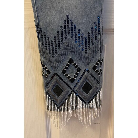 PG Embellished Fringe Hem Mid-Rise Skinny Jeans with Beaded Design Size 6 - Picture 3 of 12